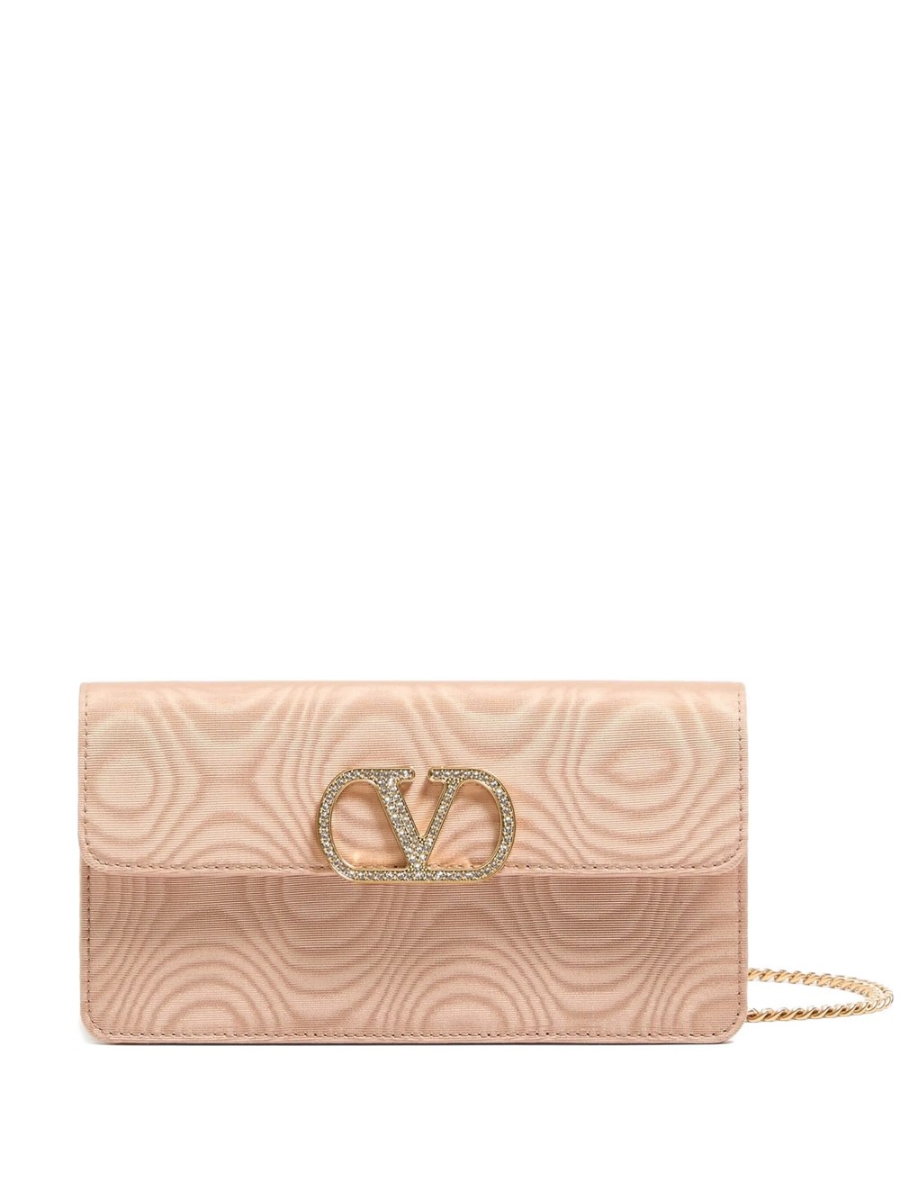 Valentino Pink/Gold Vlogo Signature Grosgrain Wallet On Chain - Image 2