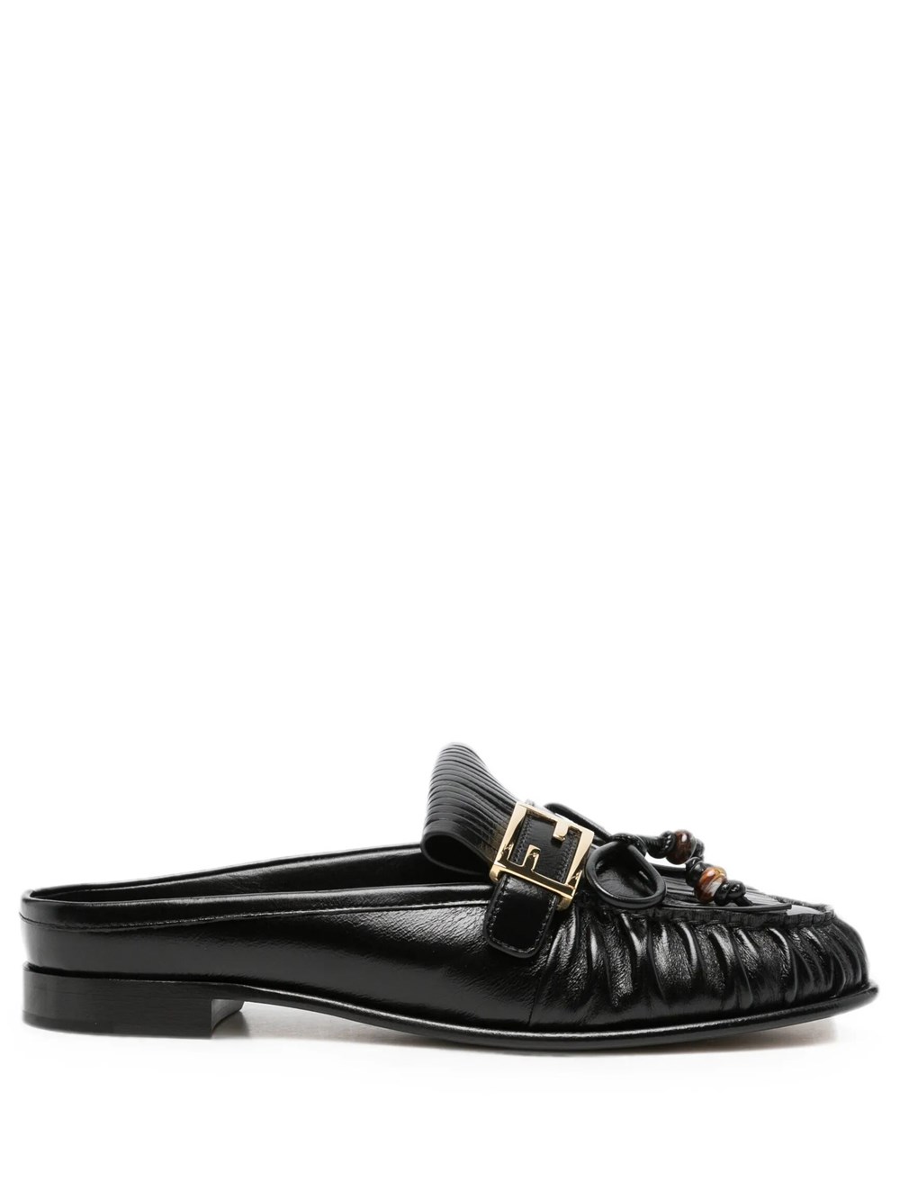 Fendi Women's Black Leather Baguette Sabot