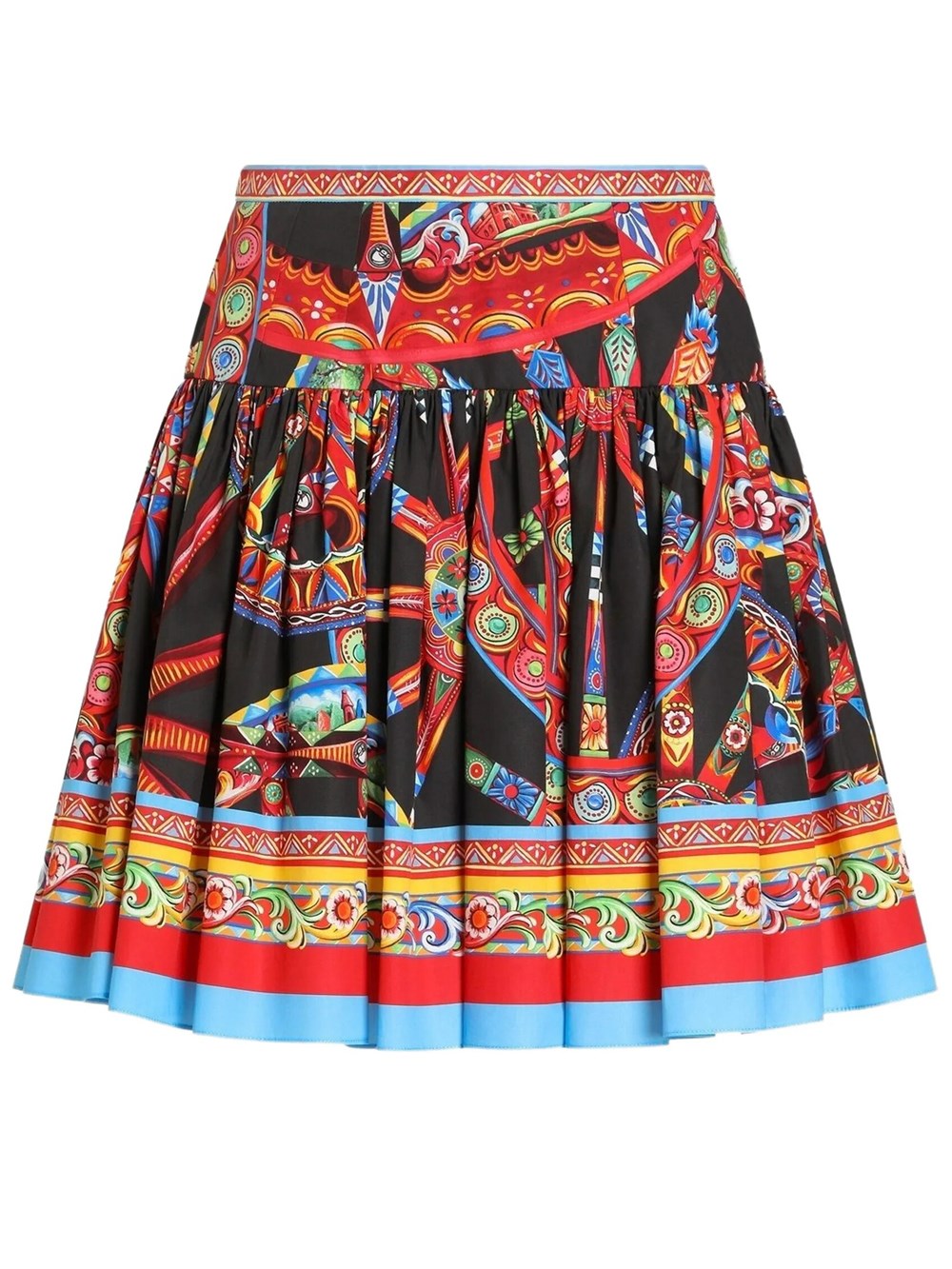 Dolce & Gabbana Women's Black Mini Skirt In Poplin With Cart Print