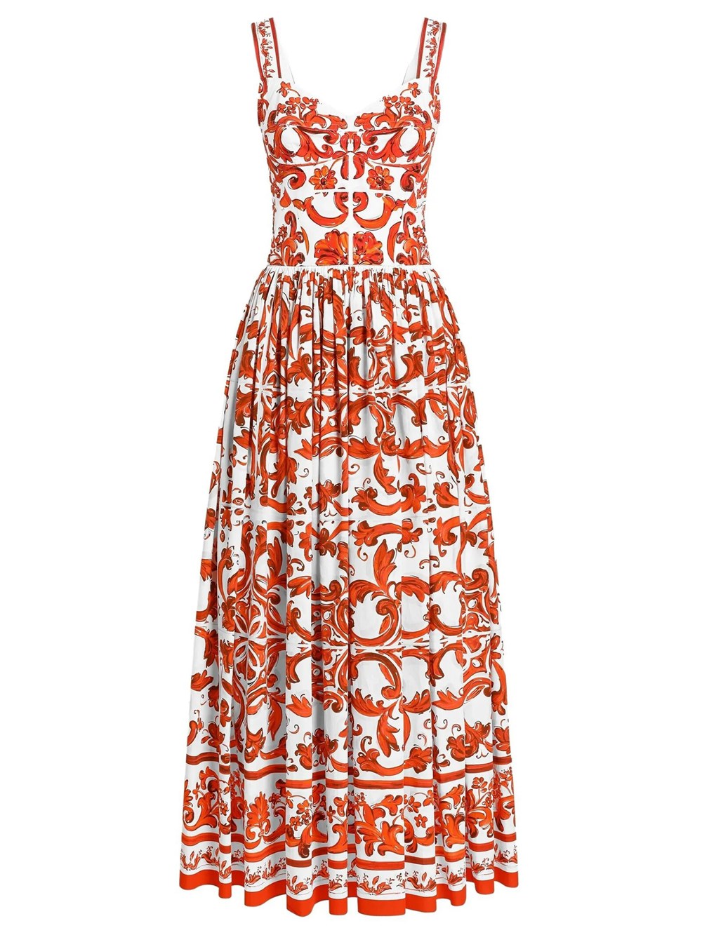 Dolce & Gabbana Women's Multi Long Dress In Poplin Maiolica Print
