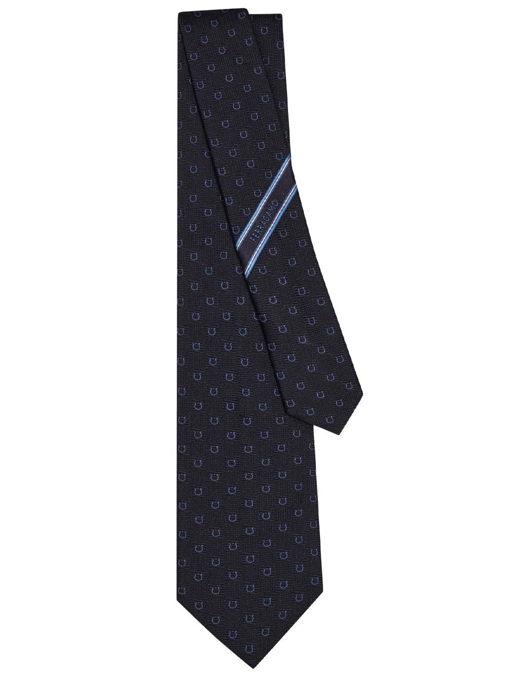 Ferragamo Men's Blue Dark Gancini Silk Jacquard Tie - Image 4