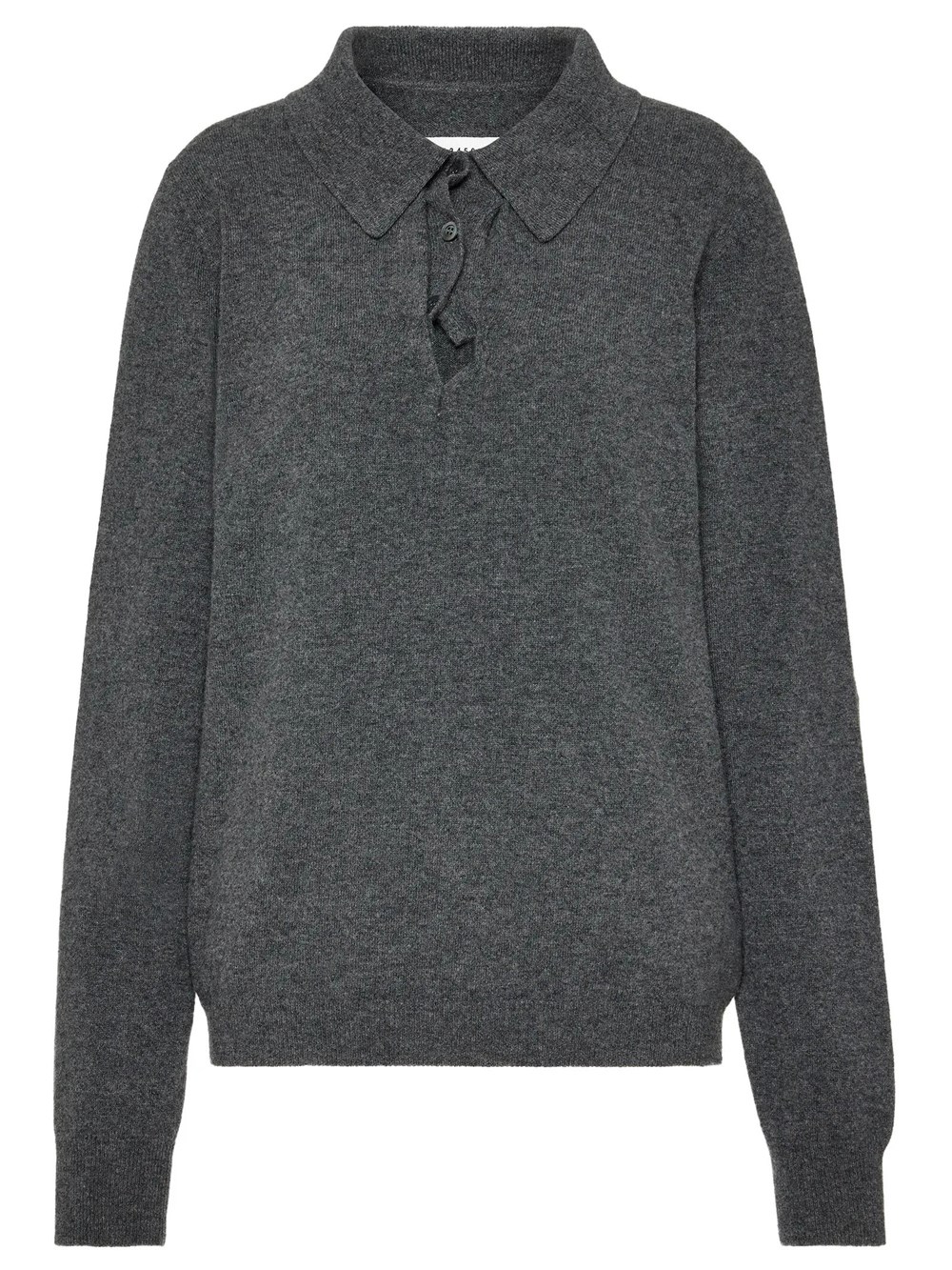 Maison Martin Margiela Women's Grey Polo Sweater In Wool With Draped Collar