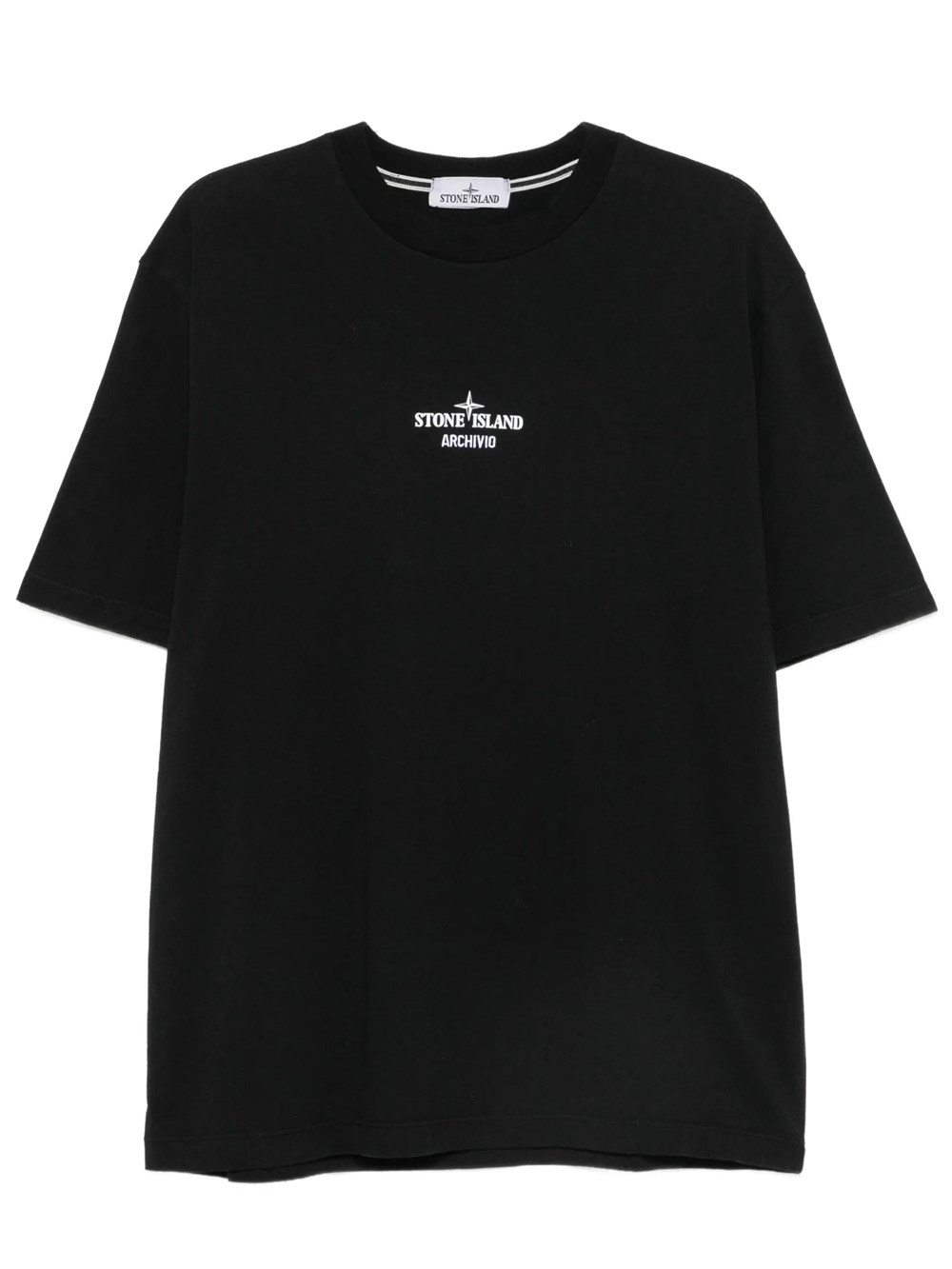 Stone Island Men's Black T-Shirt Regular Fit With 'Archive' Print