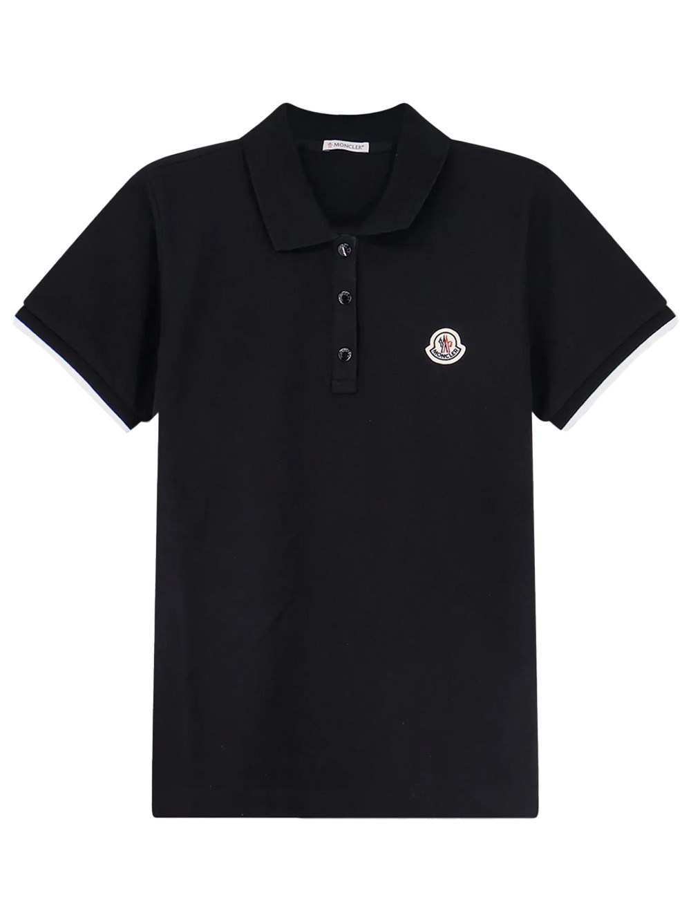 Moncler Women's Black Polo In Piqué With Logo Patch