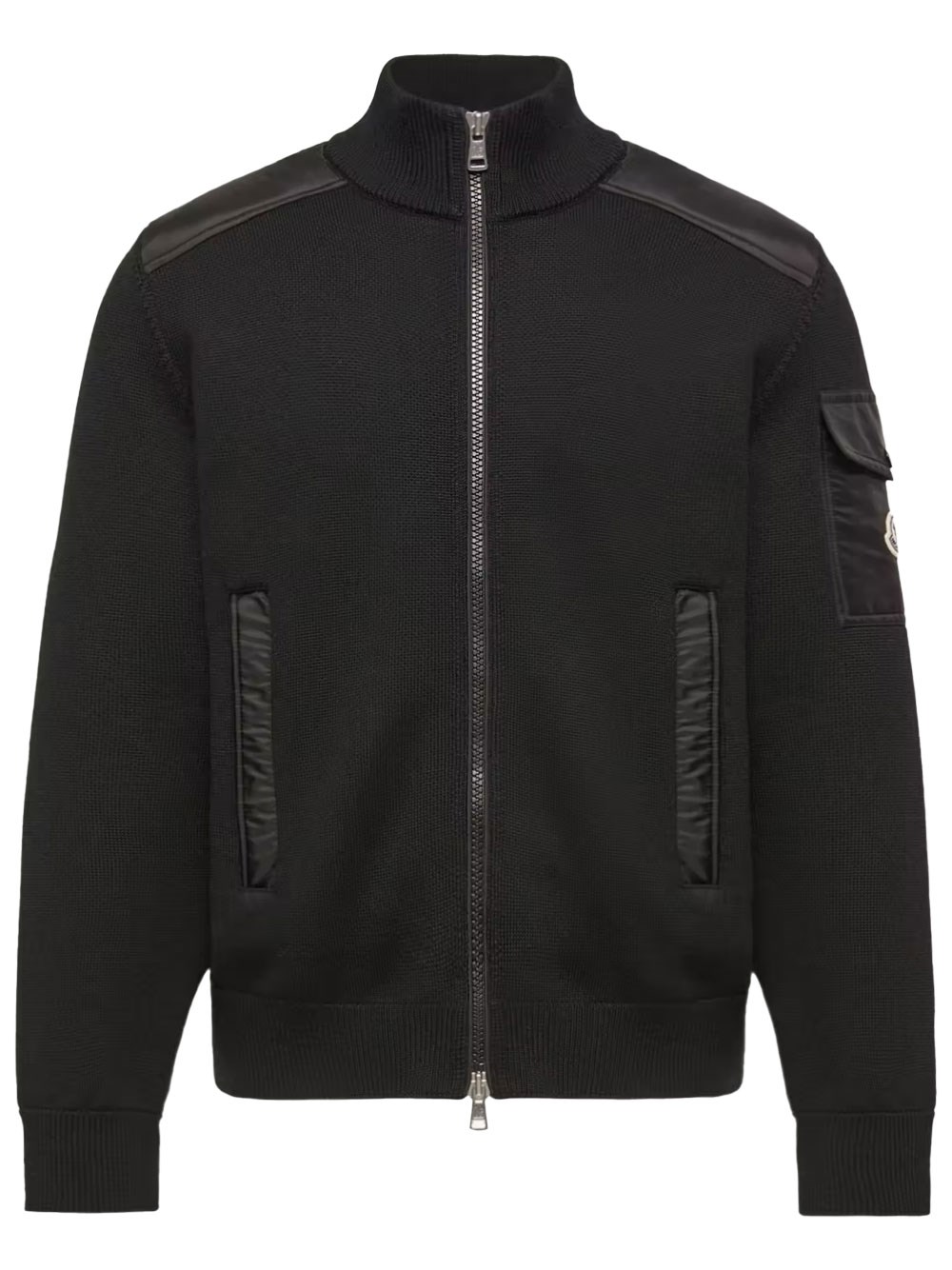 Moncler Men's Black Padded Wool Cardigan With Zip