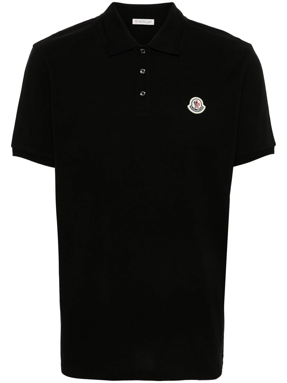 Moncler Men's Black Cotton Piqué Polo Shirt With Logo Patch