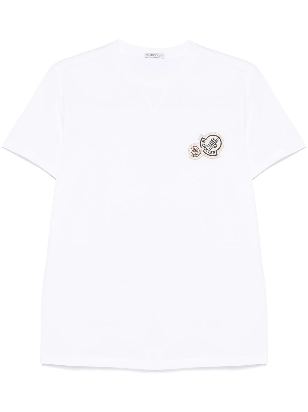 Moncler Men's White Cotton T-Shirt With Double Logo Patch In