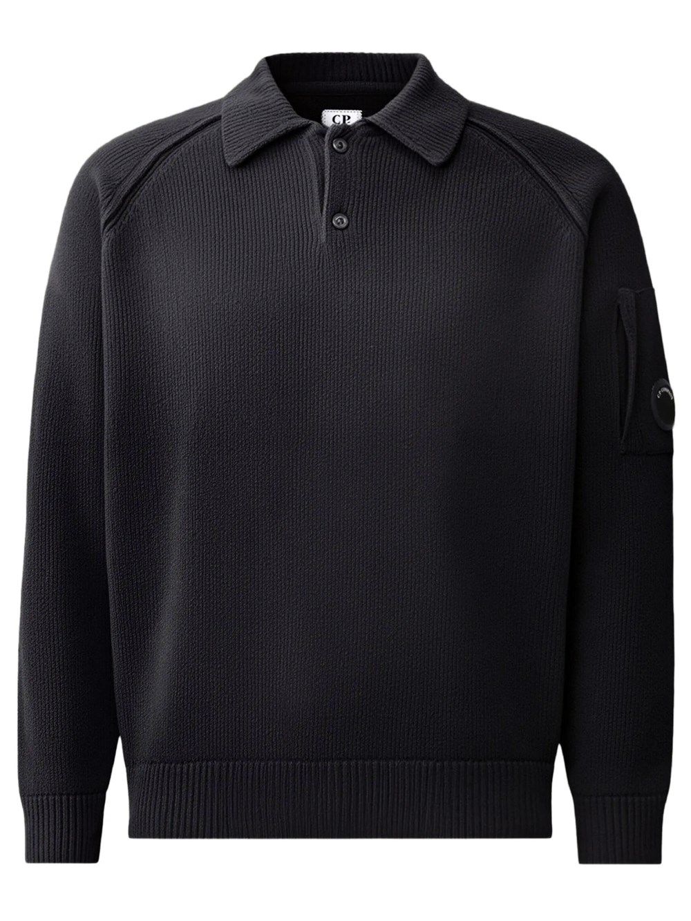 C.p. Company Men's Blue C. P. Company Ribbed Polo Shirt With Lens Detail