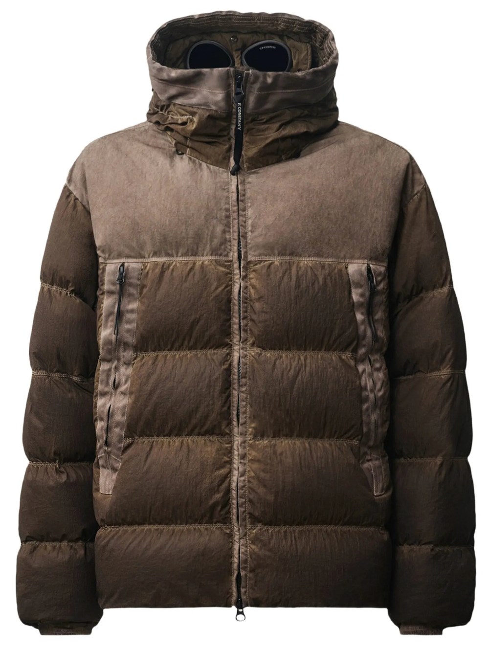 C.p. Company Men's Brown C. P. Company Medium Quilted Down Jacket With Goggle Detail