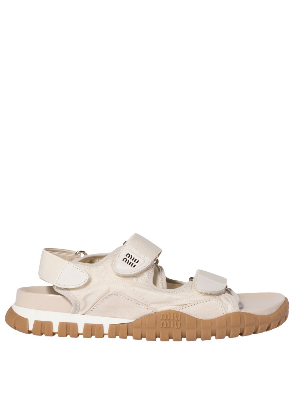 Miu Miu Women's Nude & Neutrals Tyre Sandals In Technical Fabric And Suede Leather