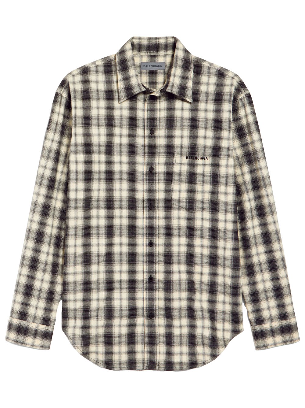 Balenciaga Regular Fit Cotton Check Flannel Shirt In White