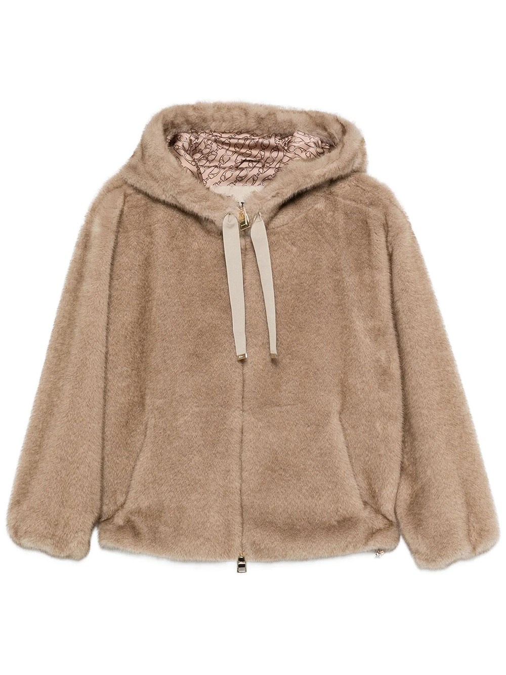Herno Women's Nude & Neutrals Hooded Jacket In Soft Synthetic Fur