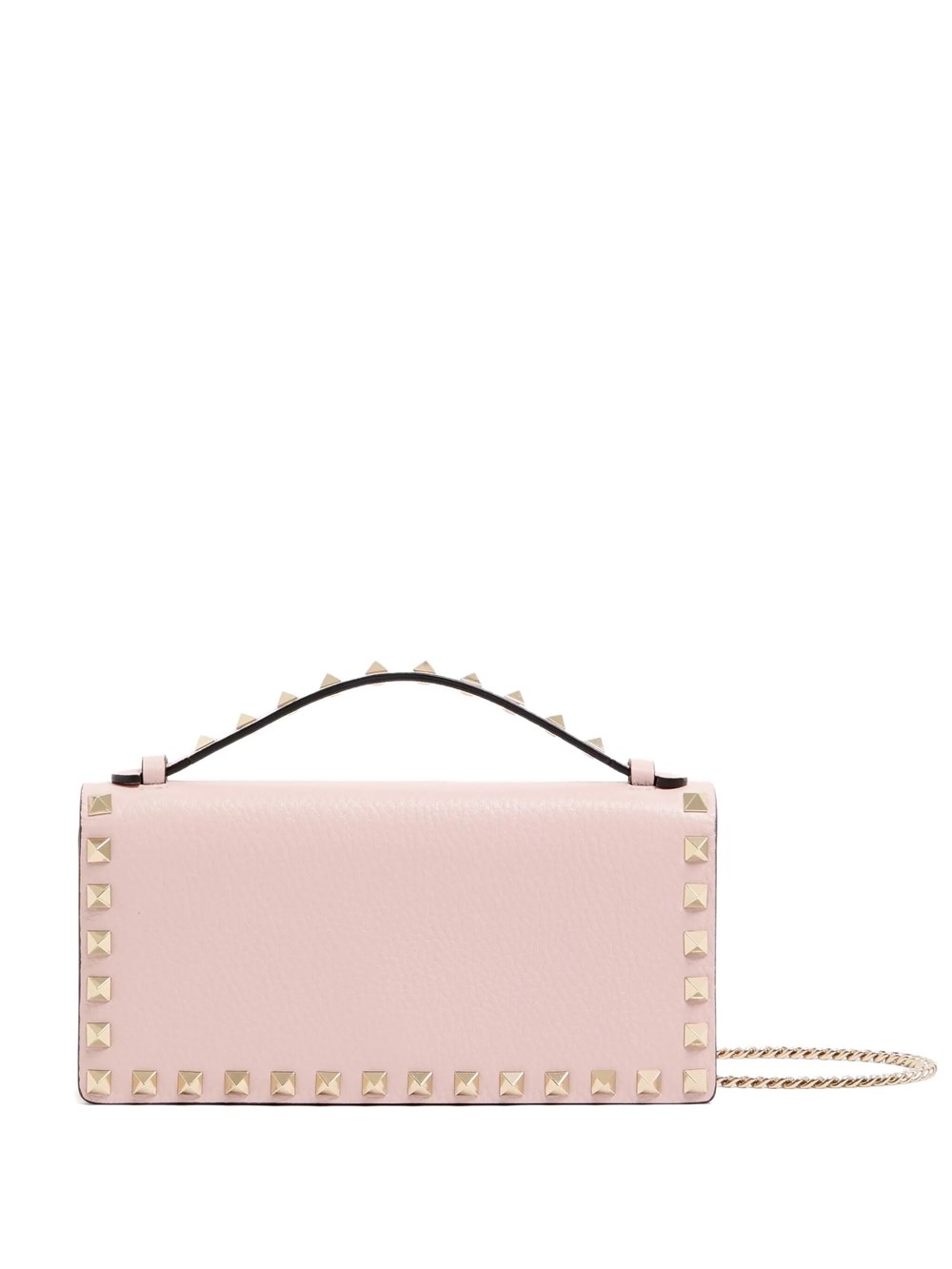 Valentino Garavani Portafoglio Rockstud In Pelle Granata Con Catena Rimovibile In Rosa E Viola