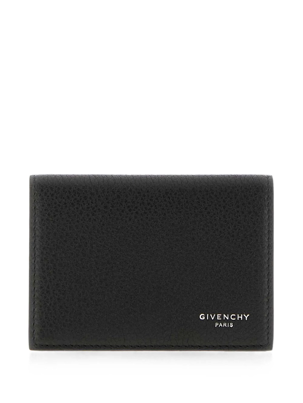 Givenchy Portacarte Bi-fold In Pelle Martellata Con Logo Stampato In Nero
