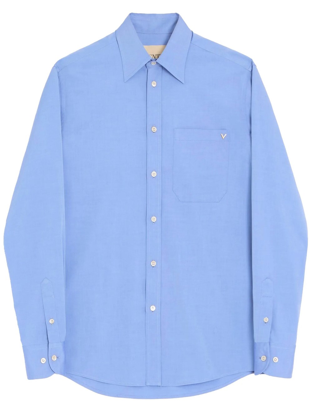 Valentino Garavani Men's Blue Lightweight Cotton Oxford Shirt With Vgold