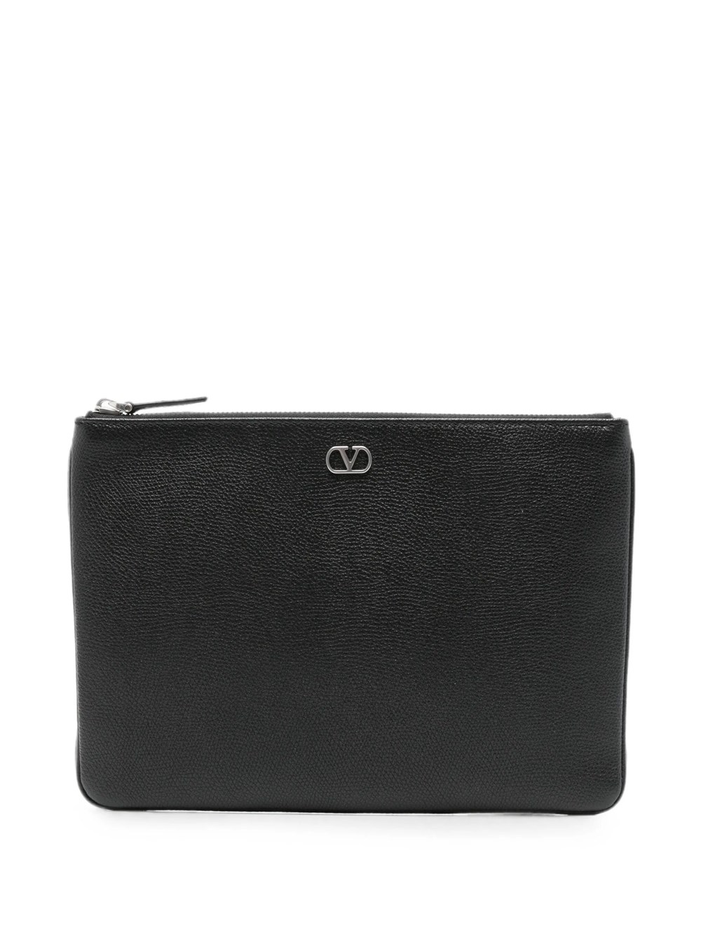 Valentino Garavani Men's Black Vlogo Signature Pouch In Granated Calfskin
