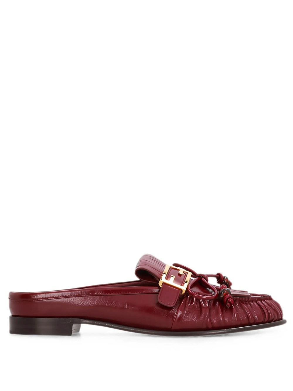 Fendi Gold/Red Baguette Leather Mule - Image 2