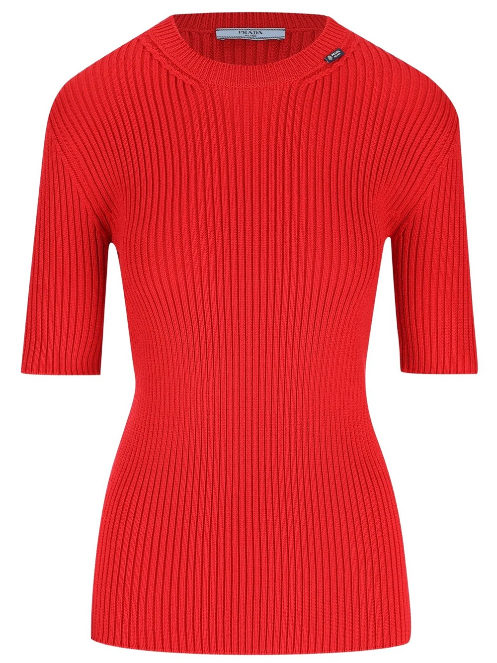 Prada Women's Red Ribbed Sweater