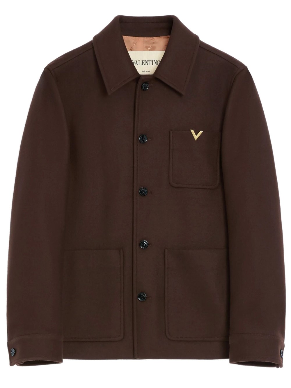 Valentino Garavani Men's Brown Valentino Wool Jacket With Vgold