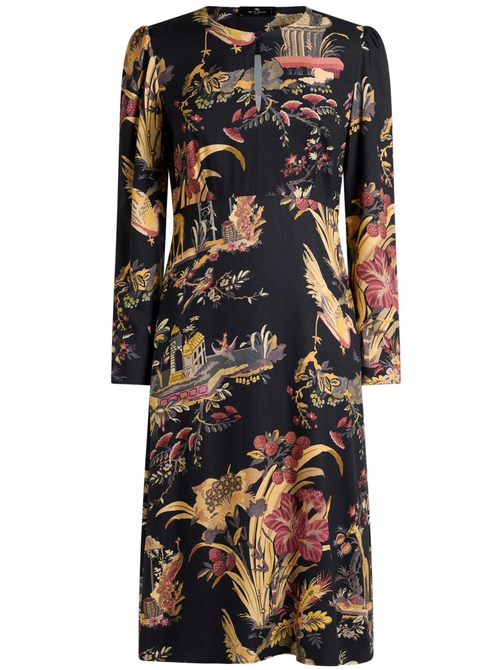 Etro Women's Blue Midi Dress In Crêpe With Floral Pattern
