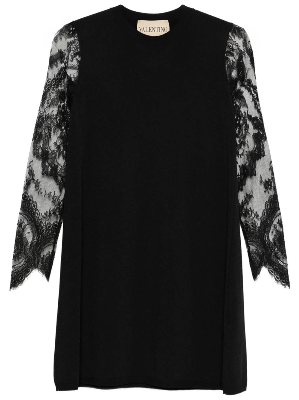 Valentino Garavani Women's Black Mini Dress With Lace Sleeves