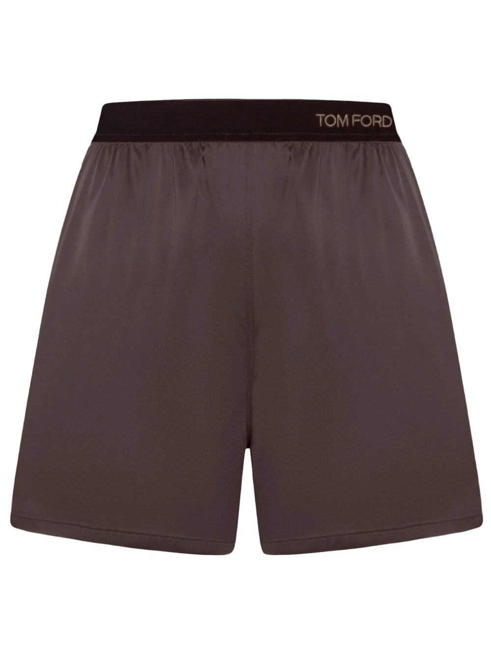 Tom Ford Women's Brown Silk Shorts With Velvet Band
