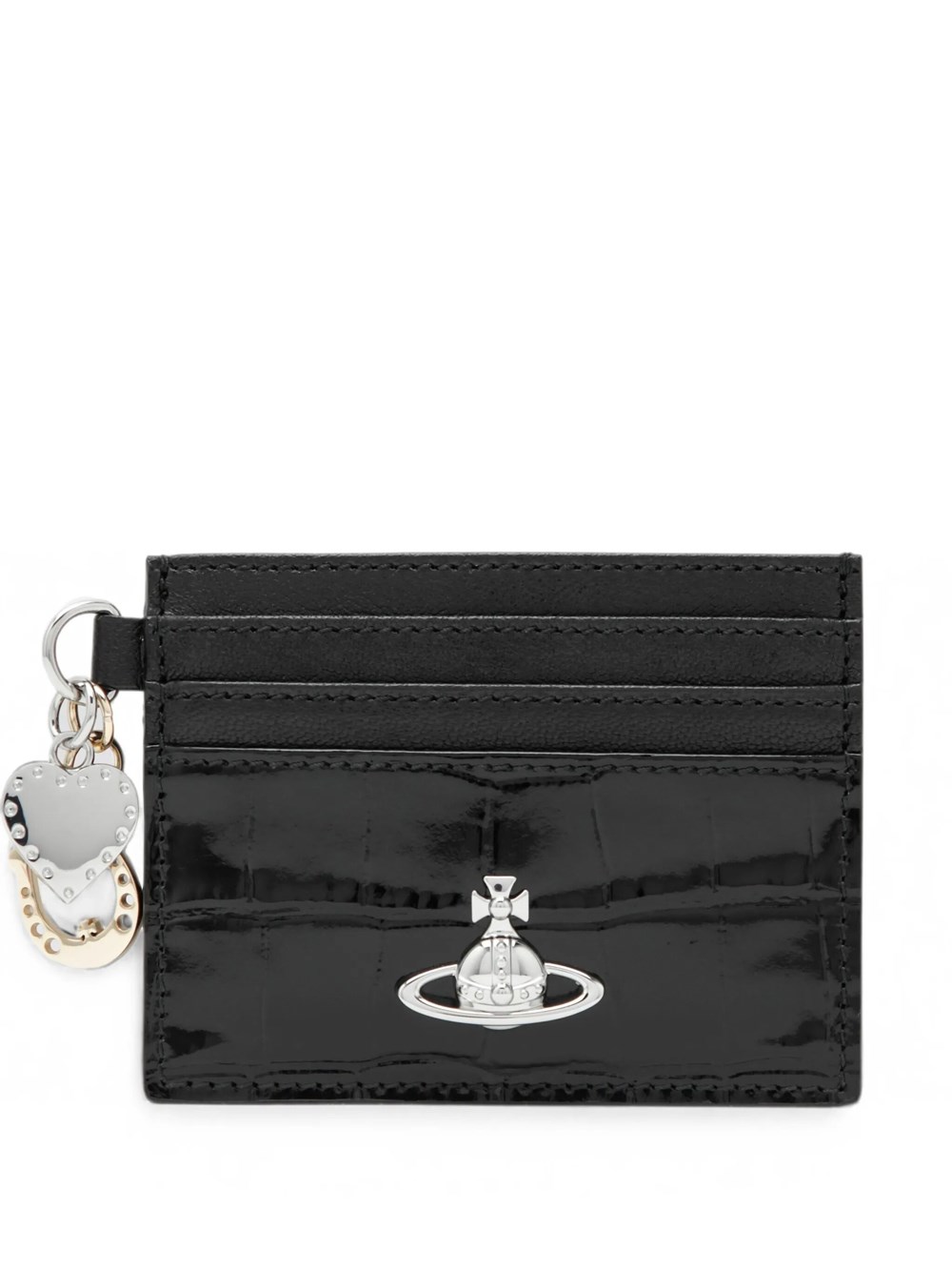 Vivienne Westwood Donna Nero Portacarte In Pelle Effetto Coccodrillo Con Charms