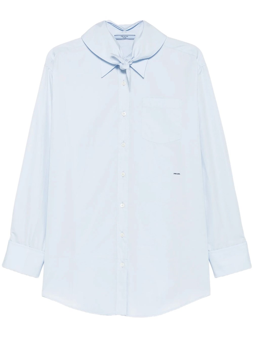 Prada Women's Blue Shirt In Poplin With Knot Detail