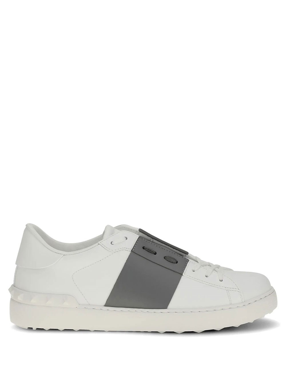 Valentino Garavani Men's White Sneakers Open In Leather With Contrast Colored Stri