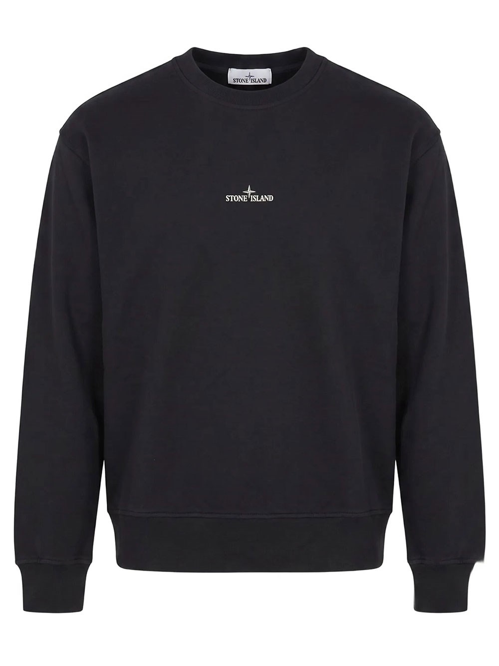 Stone Island Men's Black Crew Neck Sweatshirt With Print On The Back