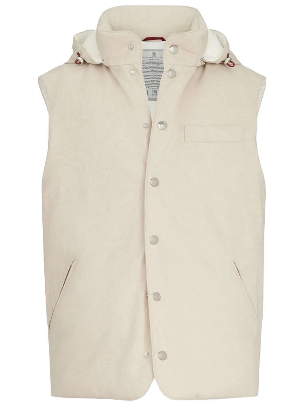 Brunello Cucinelli Men's Nude & Neutrals Sleeveless Down Jacket In Membrane Wool Flannel