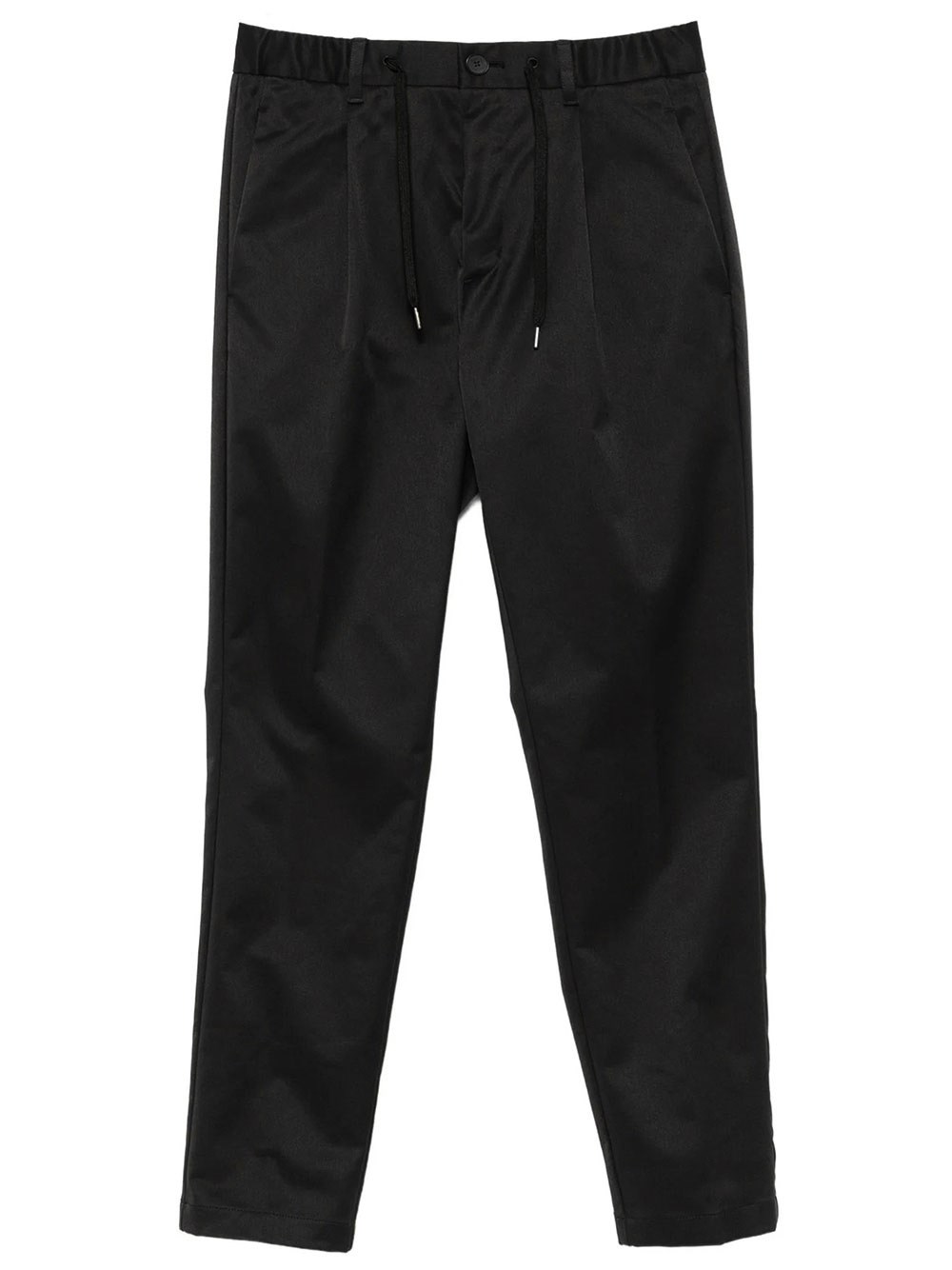 Herno Men's Black Tapered Trousers With Drawstring Waist