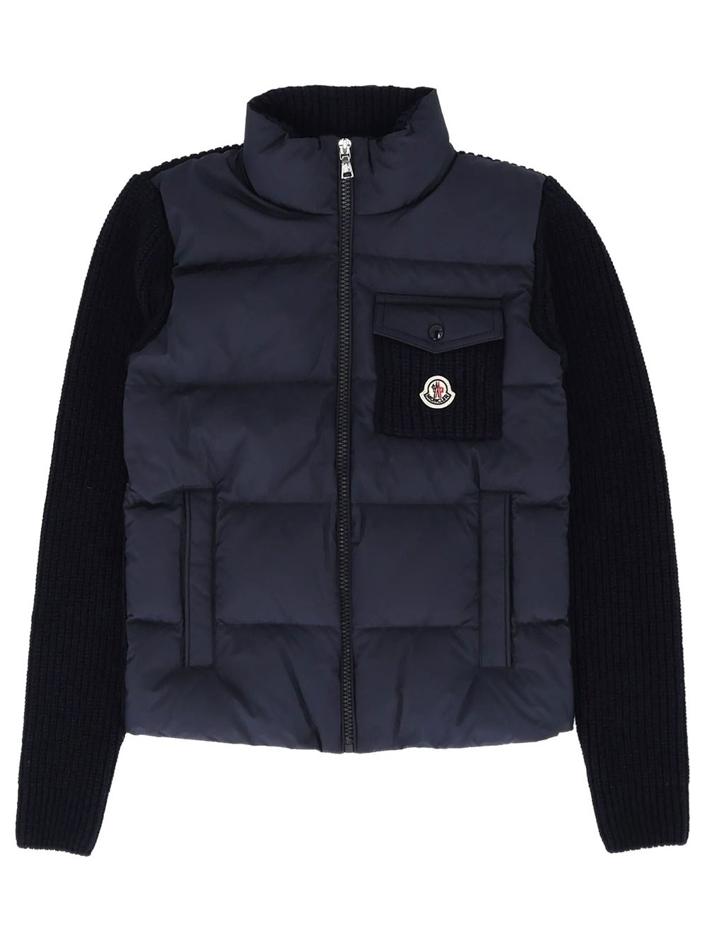 Moncler Kids Boys Blue Zip-Up Padded Cardigan In Wool And Cashmere Blend