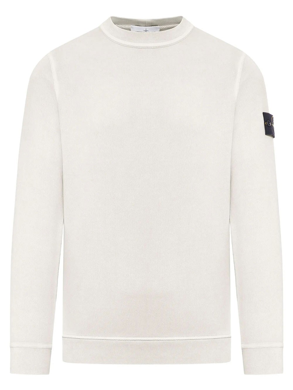 Stone Island Men's White Crew Neck Sweatshirt In Cotton Jersey