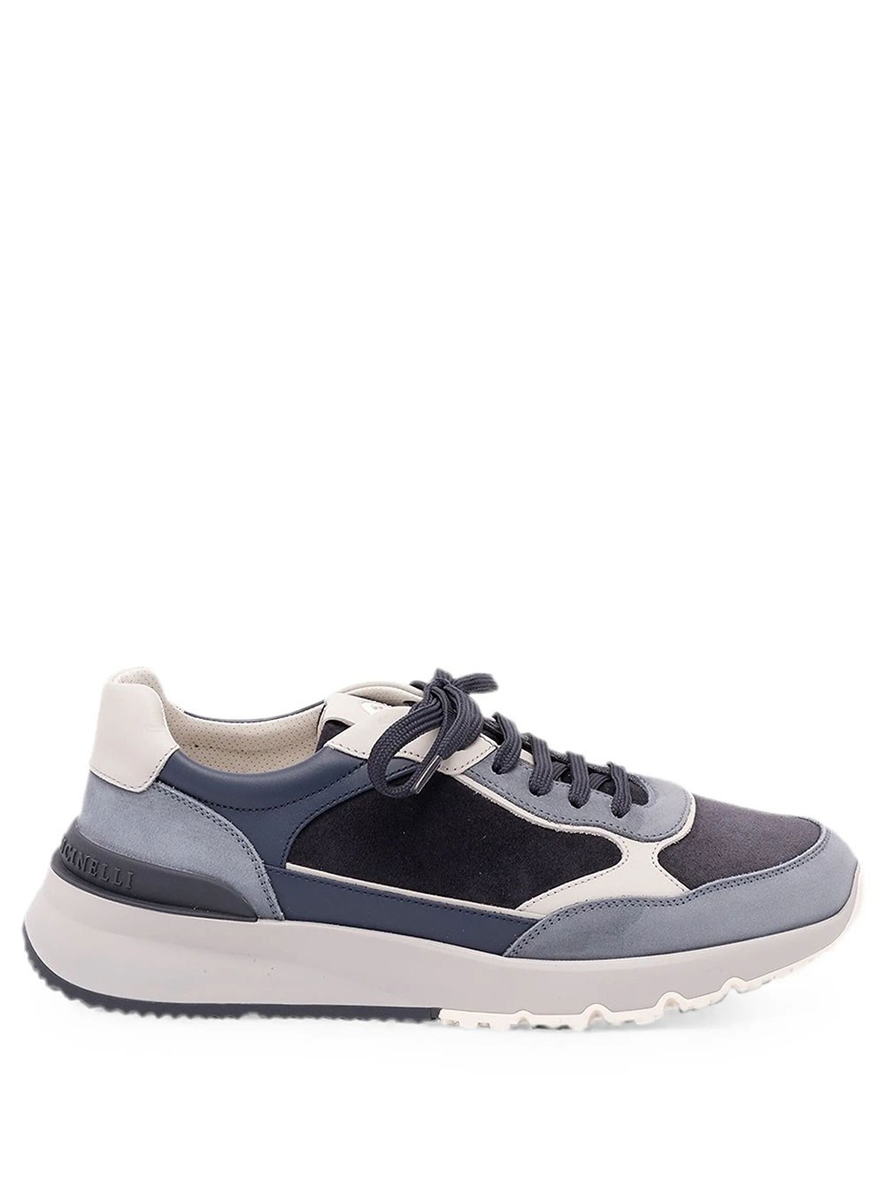 Brunello Cucinelli Men's Blue Runners In Nubuck And Suede