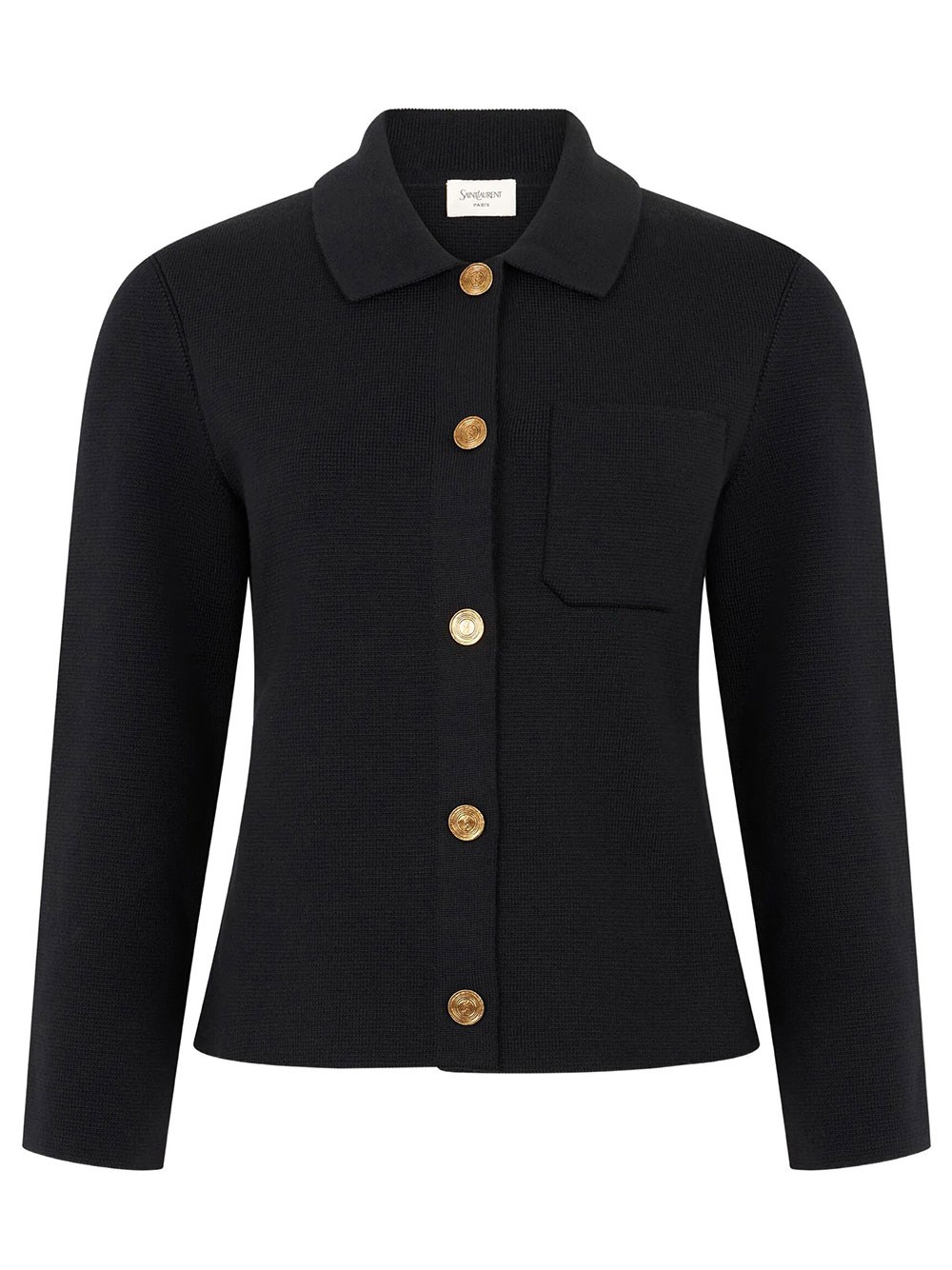 Saint Laurent Polo Cardigan In Lana In Nero