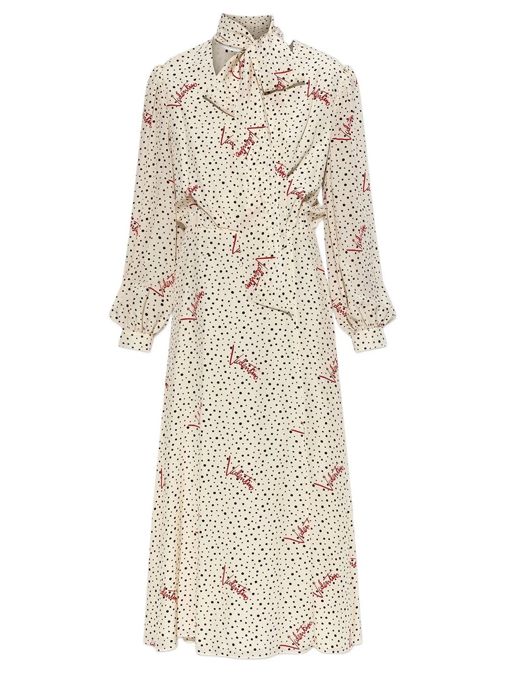 Valentino Garavani Donna Neutro Abito Midi In Crepe De Chine Bollicine Plusdepois