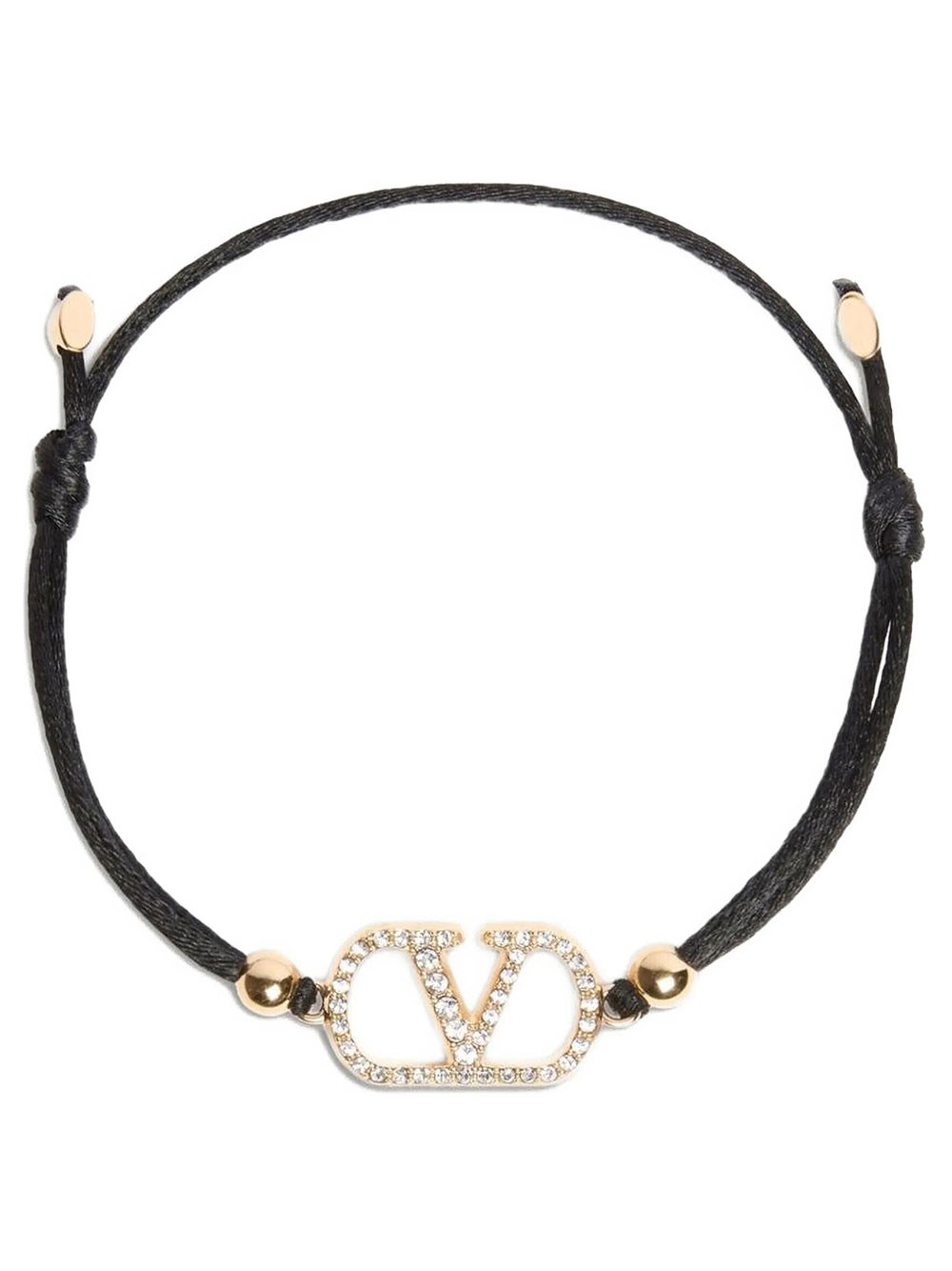 Valentino Garavani Donna Nero Bracciale Vlogo Signature Valentino In Cotone E Cri