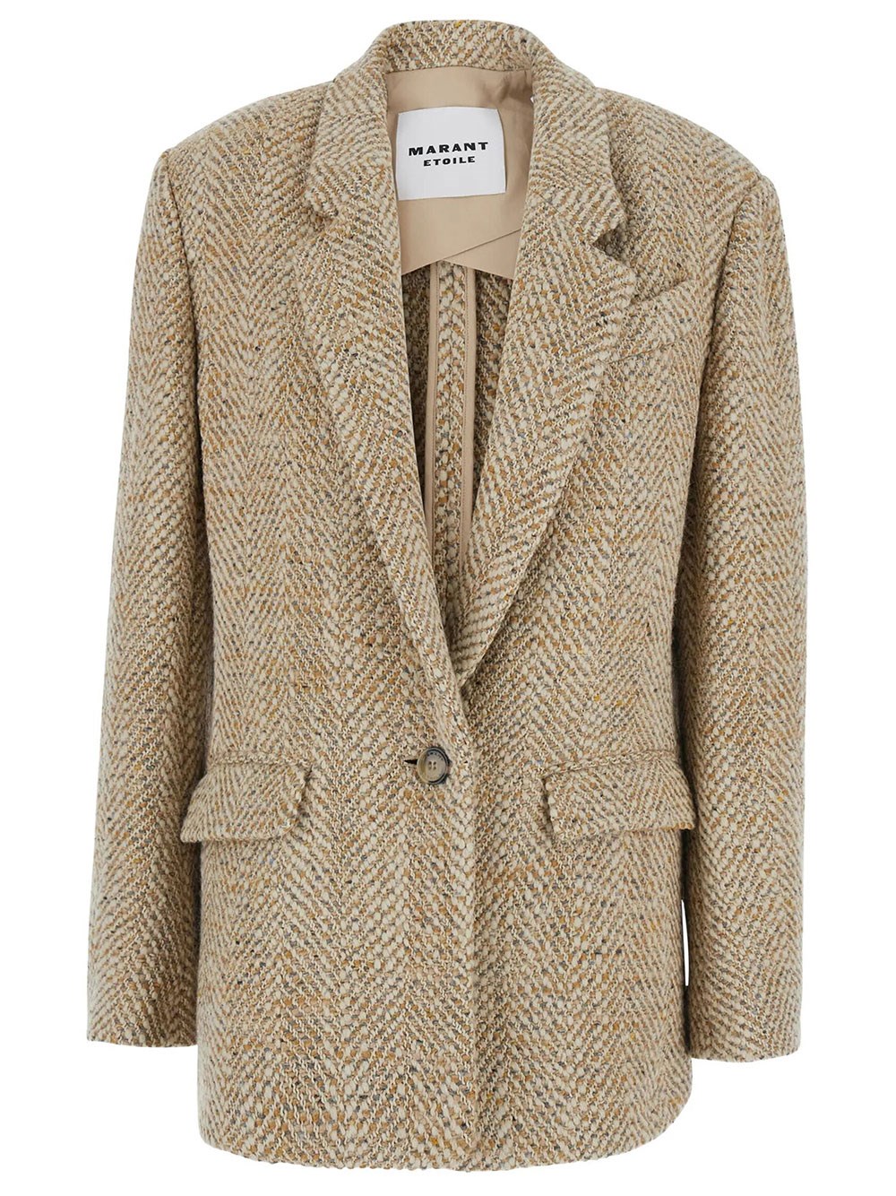 Isabel Marant Étoile Parly Wool Herringbone Double Breasted Jacket In Brown