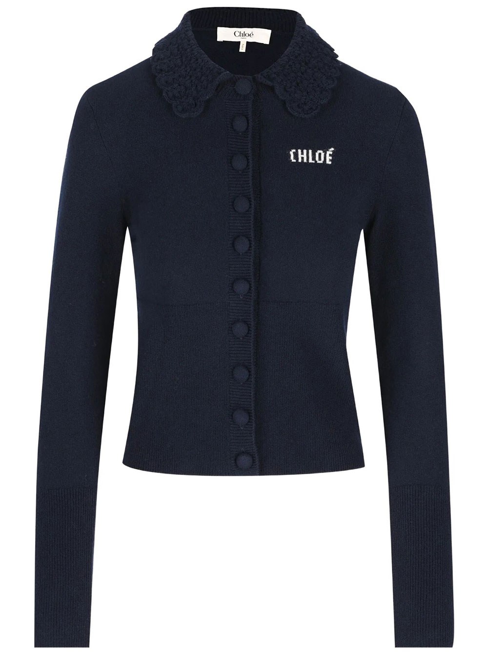 Chloé Women's Blue Wool Cardigan With Buttons And Logo