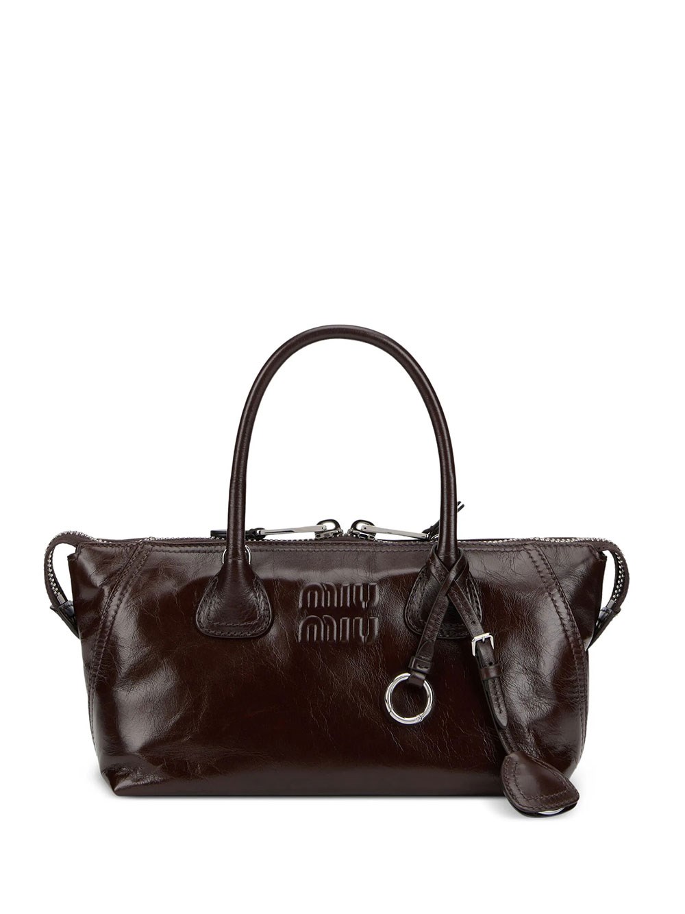 Miu Miu Women's Brown Leather Tote Bag With Embossed Logo