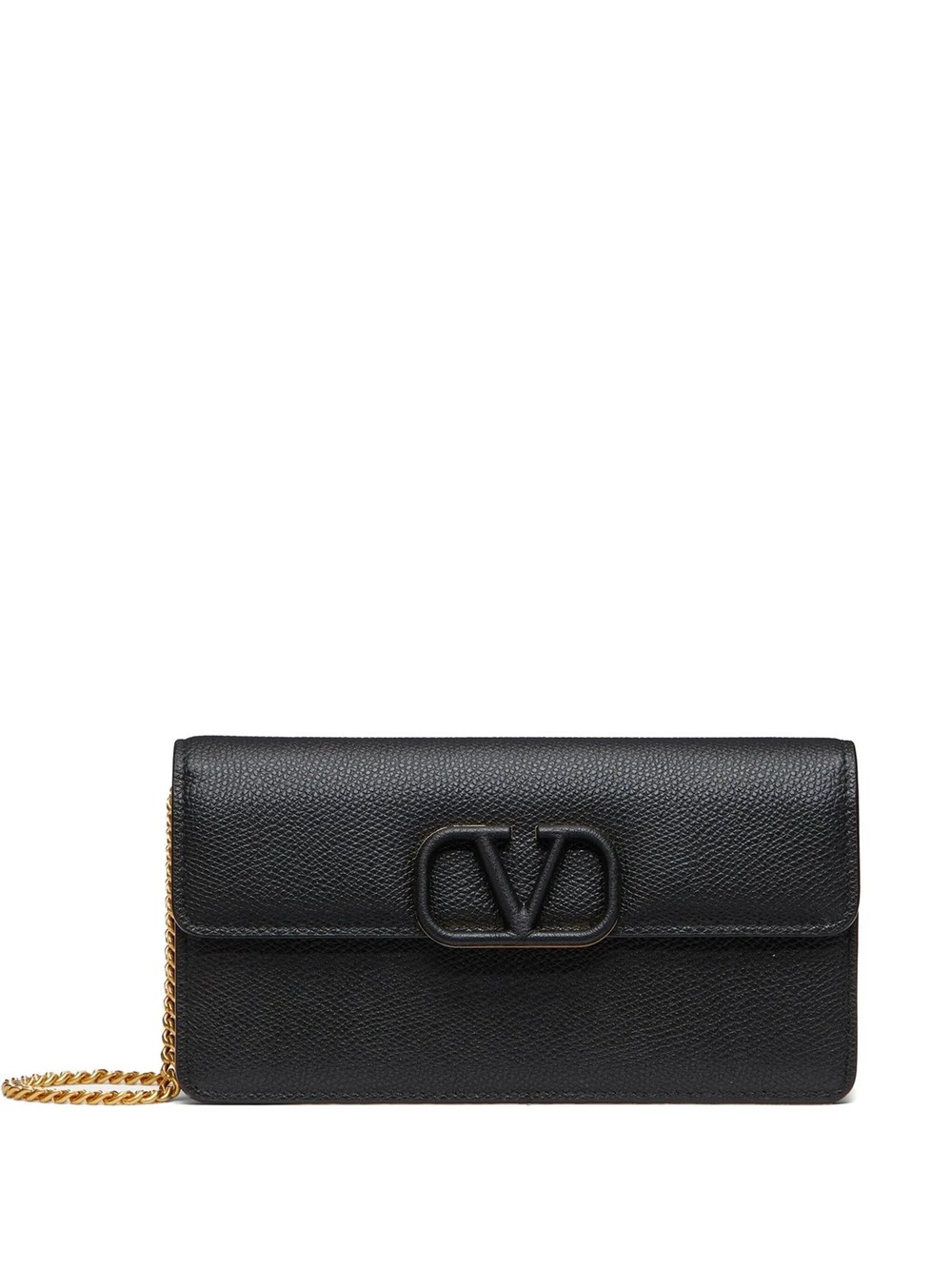 Valentino Garavani Women's Black Chain Wallet Vlogo Signature In Calfskin