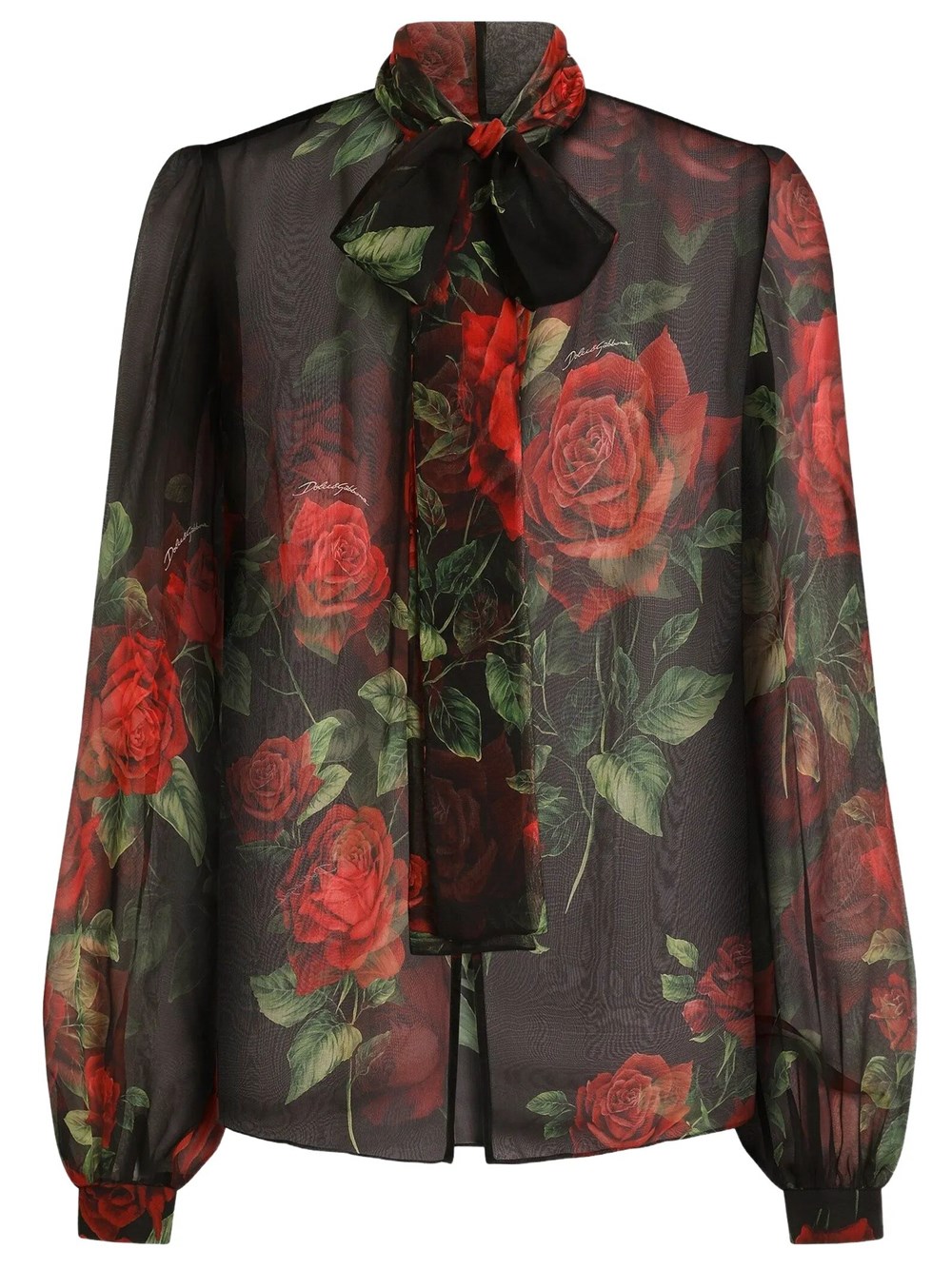 Dolce & Gabbana Women's Red Silk Shirt Rose Print