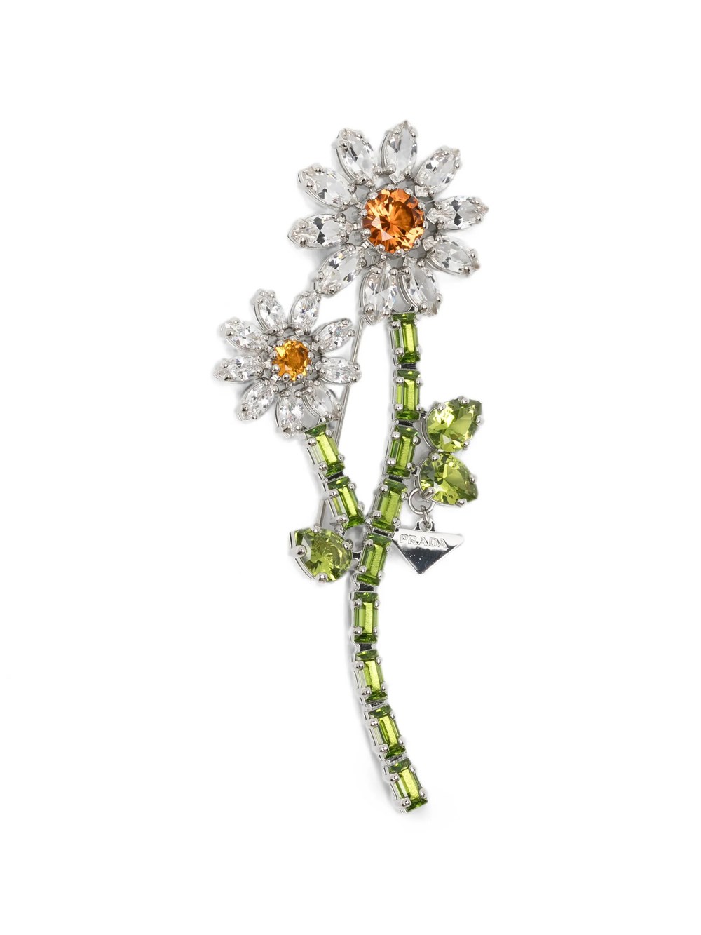 Prada Women's Metallic Metal Brooch With Crystals