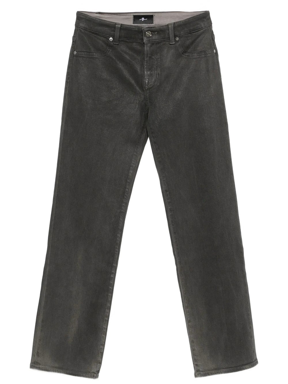 7 For All Mankind Women's Grey Straight Leg Coated Jeans