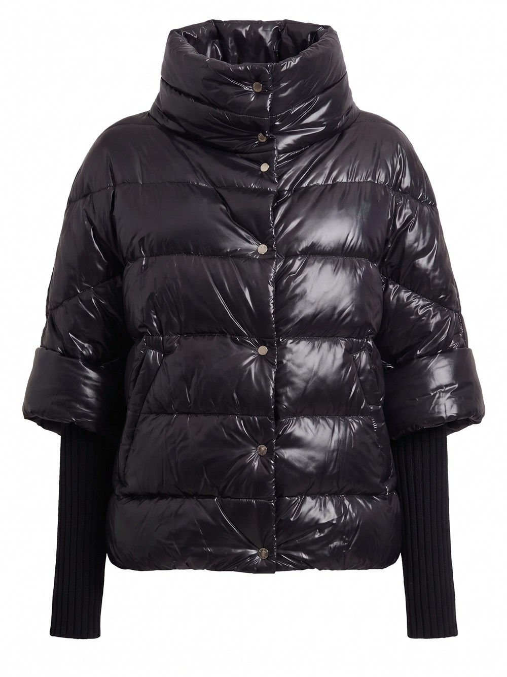 Herno Women's Black Puffer Jacket With Three-Quarter Sleeves