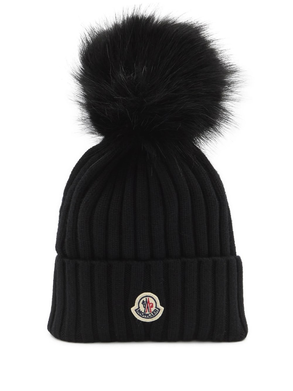 Moncler Women's Black Wool Beanie With Pom Pom