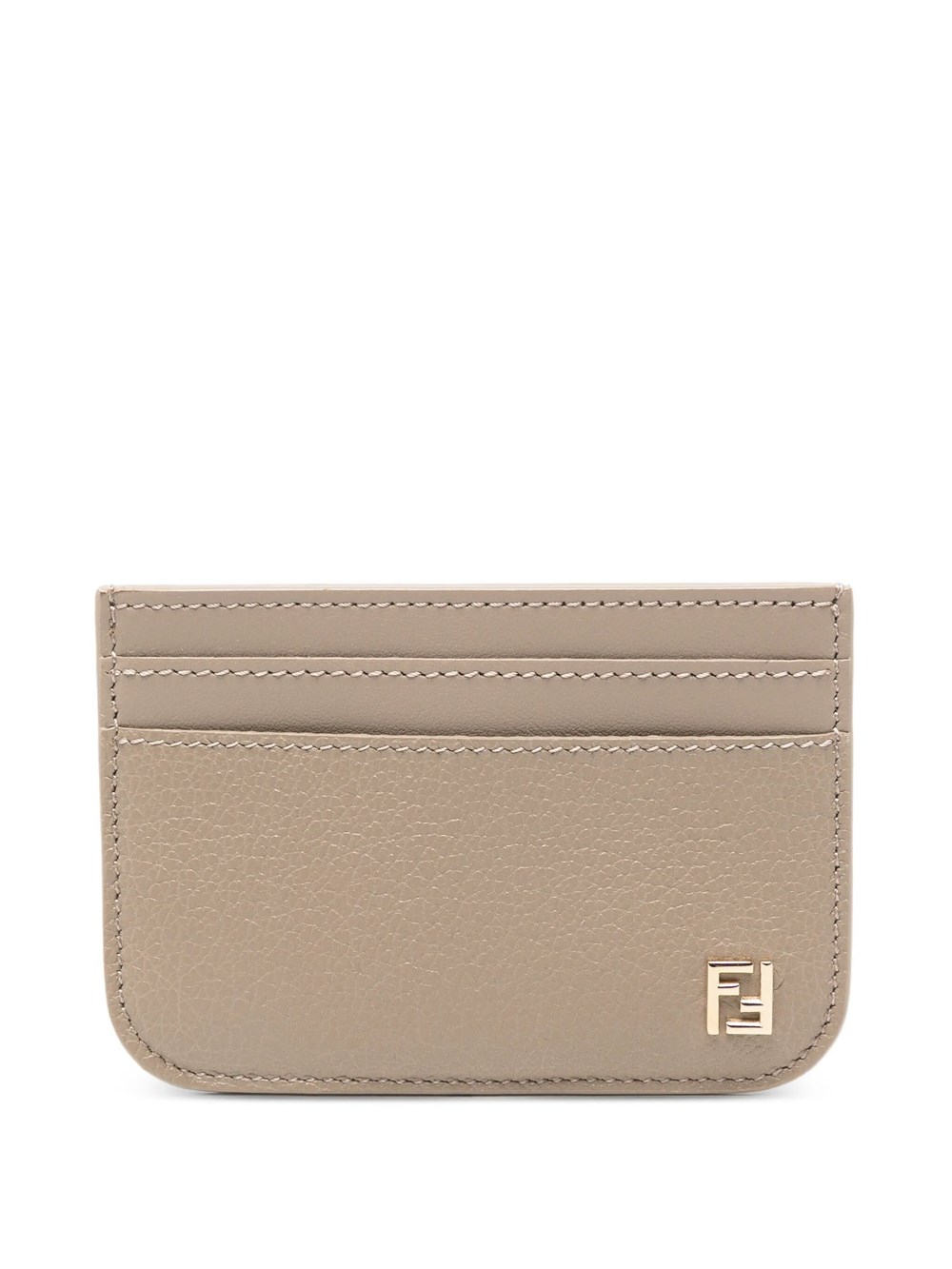Fendi Card Case Ff In Tortoise Leather In Nude & Neutrals