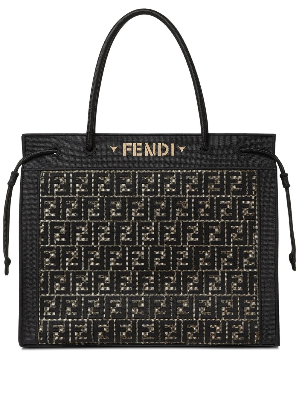 Fendi Women's Brown Magic Shopper Large Shopper In Ff Embroidered Fabric Moro