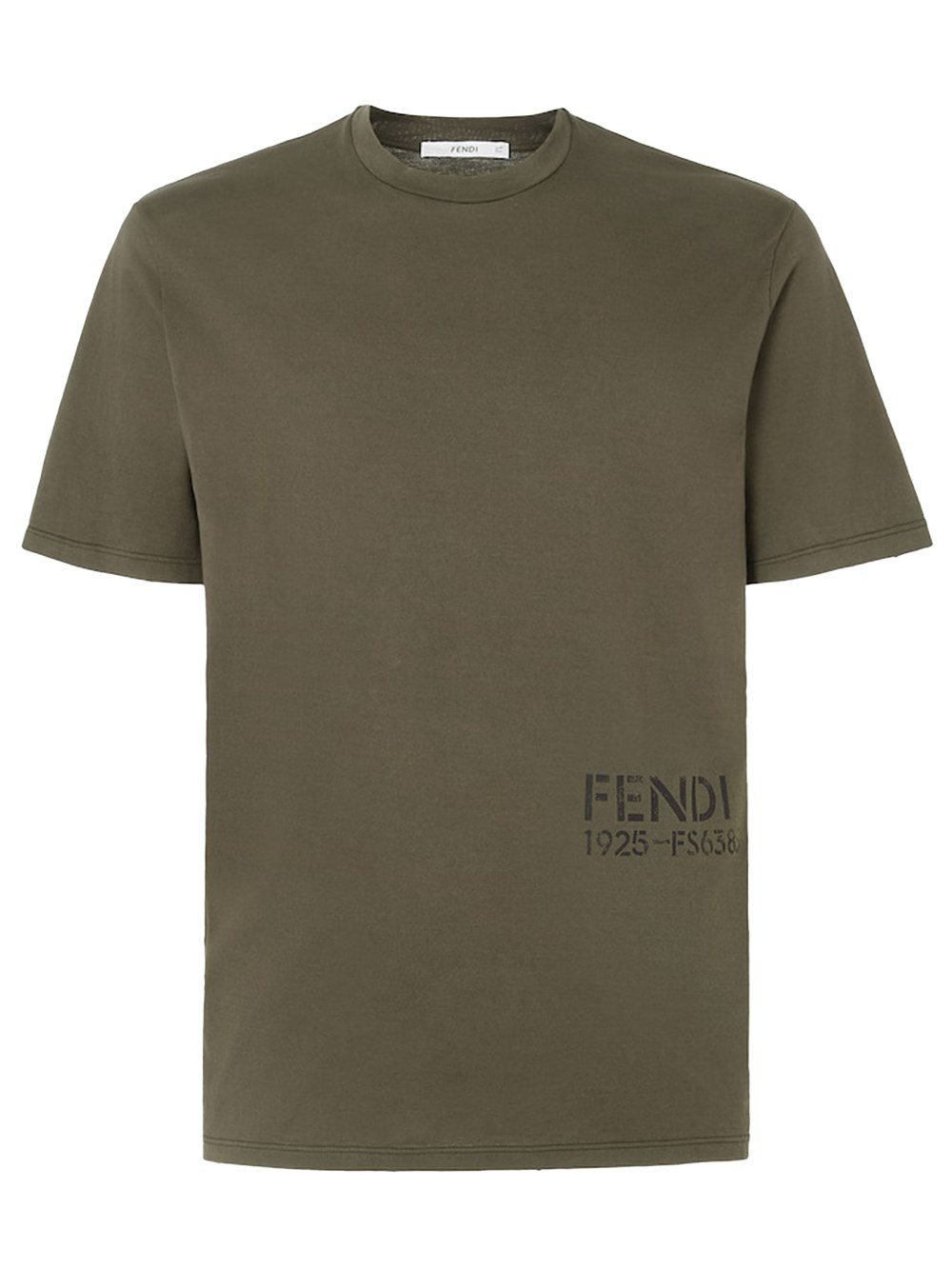 Fendi Men's Green Cotton T-Shirt With Stencil Print